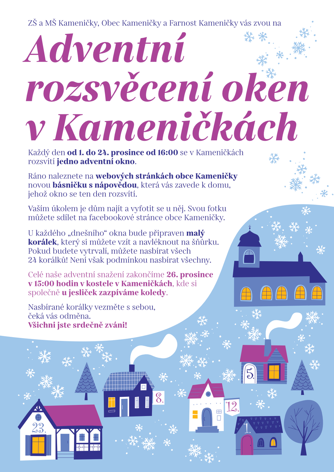 Adventní rozsvěcení oken v Kameničkách